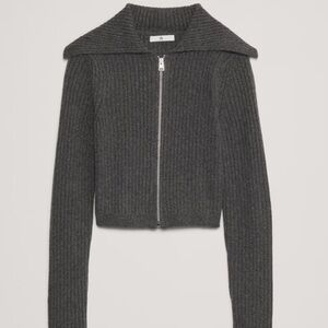 Banana Republic Ribbed Bomber Sweater with Cashmere in gray size M